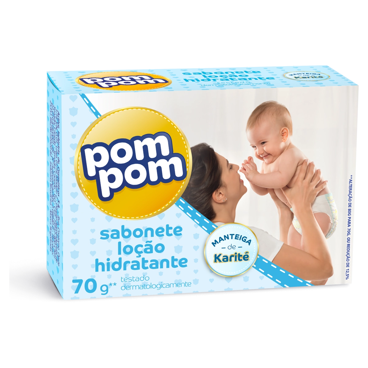 Sabonete Infantil Barra Loção Hidratante Manteiga De Karité Pom Pom Caixa 70g
