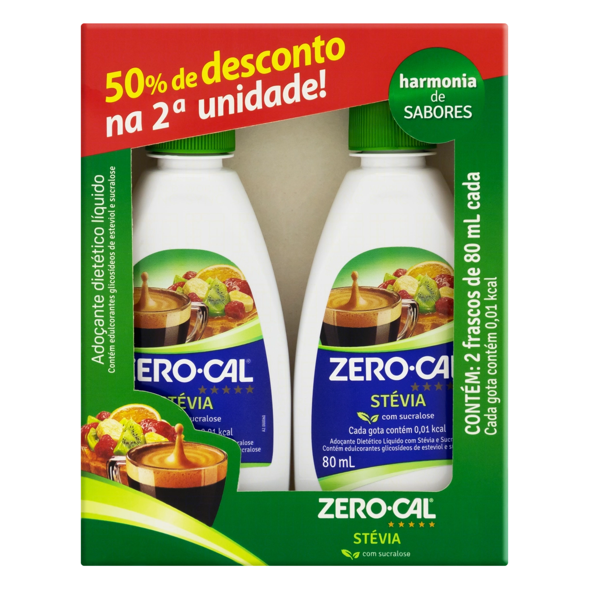 Pack Adoçante Líquido Stevia Com Sucralose Zero Cal Caixa 160ml 2 Unidades Grátis 50 De Desconto Na