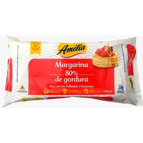 Margarina Com Sal Uso Em Folhados E Croissants Amélia Pacote 2kg