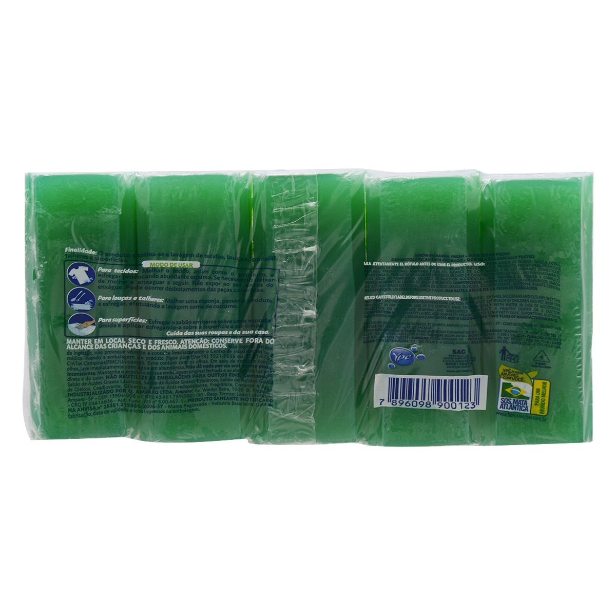 Sabão Em Barra Glicerinado Fresh Ypê Pacote 1kg 5 Unidades