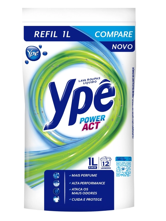 Lava Roupas Líquido Ypê Power Act Pouch 1l Refil