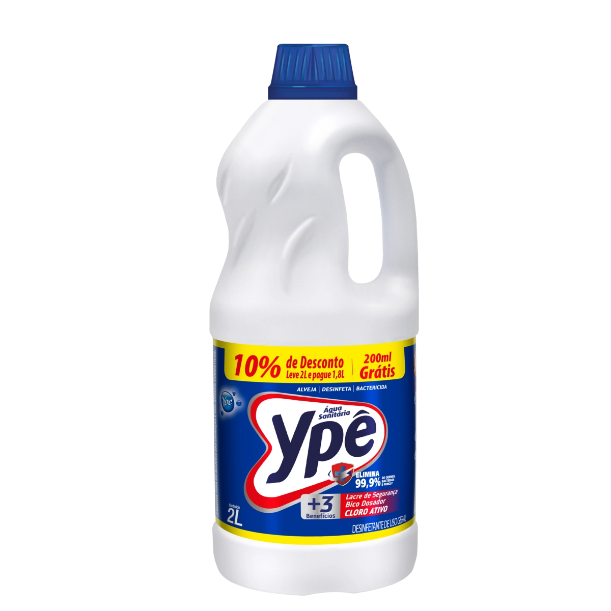 água Sanitária Ypê Frasco Leve 2l Pague 1,8l