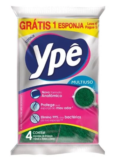 Esponja Anatômica Multiuso Ypê Leve 4 Pague 3 Unidades