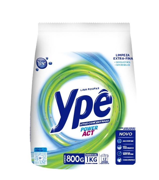 Lava Roupas Pó Concentrado Ypê Power Act Pacote 800g