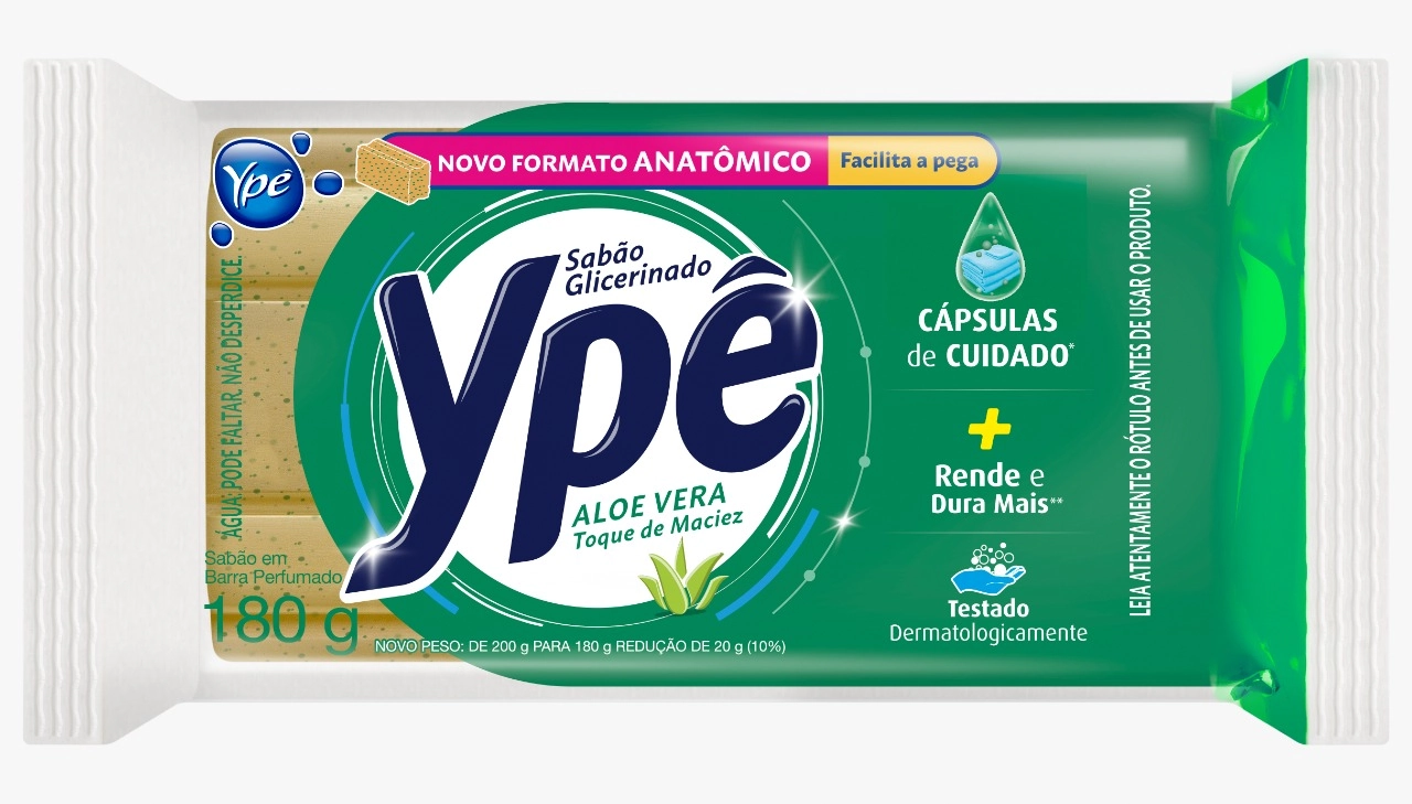 Sabão Barra Glicerinado Aloe Vera Ypê Flow Pack 180g