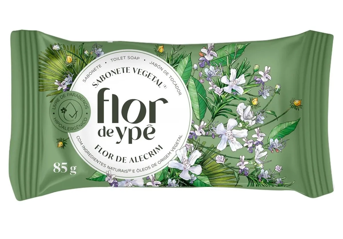 Sabonete Barra Vegetal Flor De Alecrim Flor De Ypê Flow Pack 85g