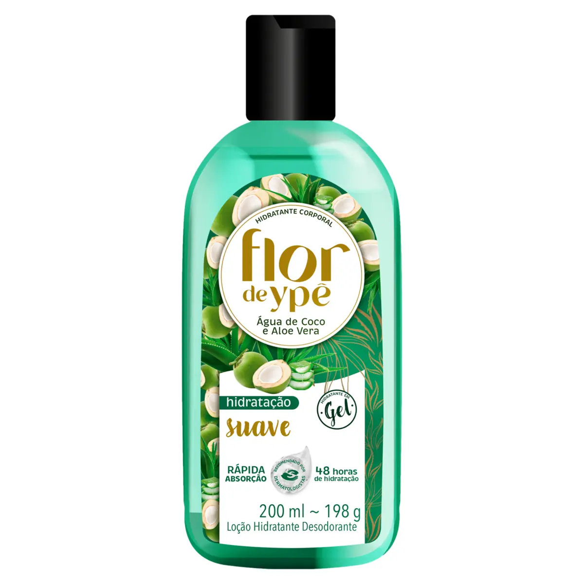 Hidratante Corporal Loção Desodorante água De Coco E Aloe Vera Flor De Ypê Frasco 200ml