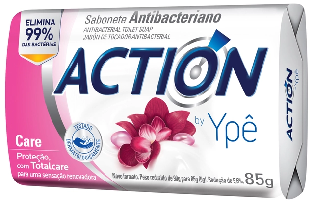 Sabonete Barra Antibacteriano Care Action Ypê Envoltório 85g