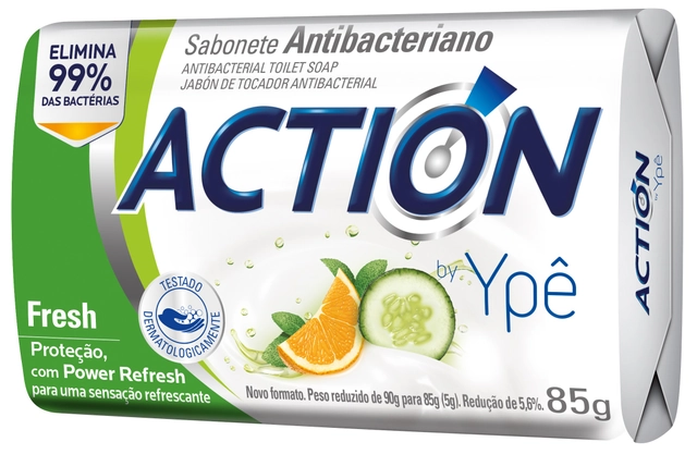 Sabonete Barra Antibacteriano Fresh Action Ypê Envoltório 85g