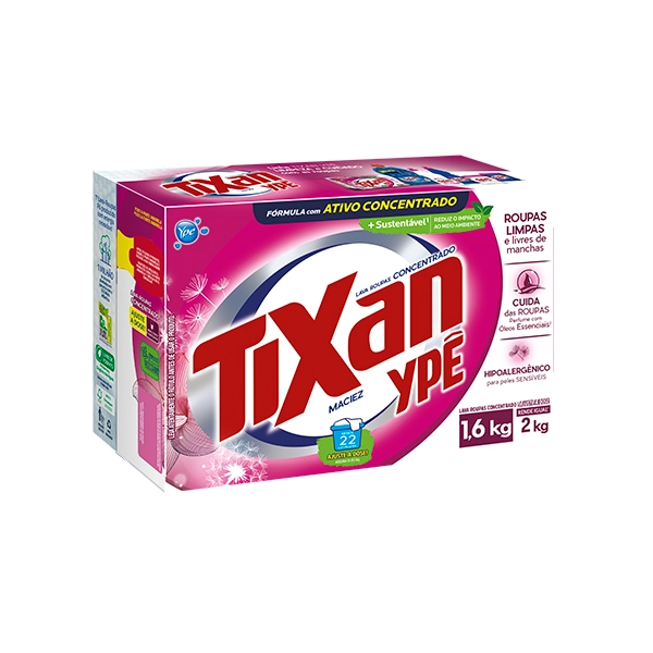 Lava Roupas Pó Concentrado Maciez Tixan Ypê Caixa 1,6kg