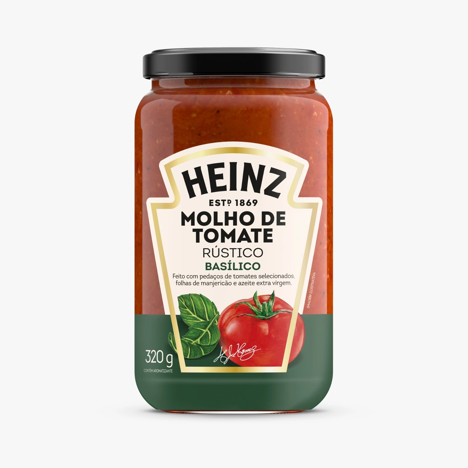 Molho De Tomate Basílico Rústico Heinz Vidro 320g