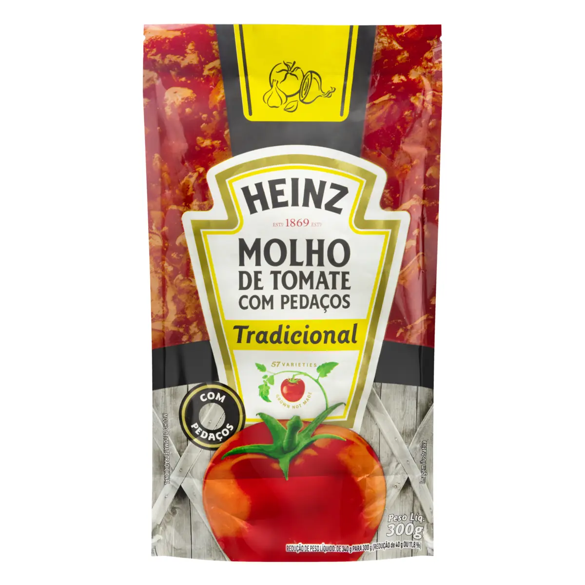 Molho De Tomate Com Pedaços Tradicional Heinz Sachê 240g