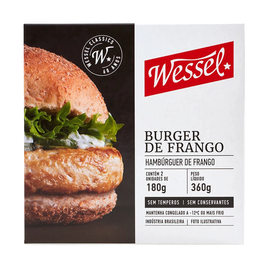 Hambúrguer De Frango Wessel Caixa 360g 2 Unidades