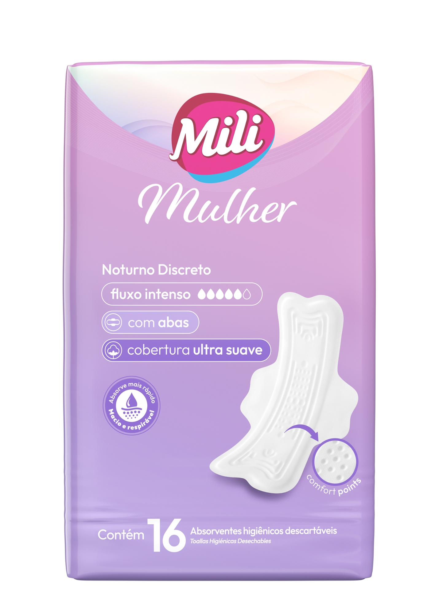 Abs Mili Mulher Noturno Discreto C/abas C/16 Un