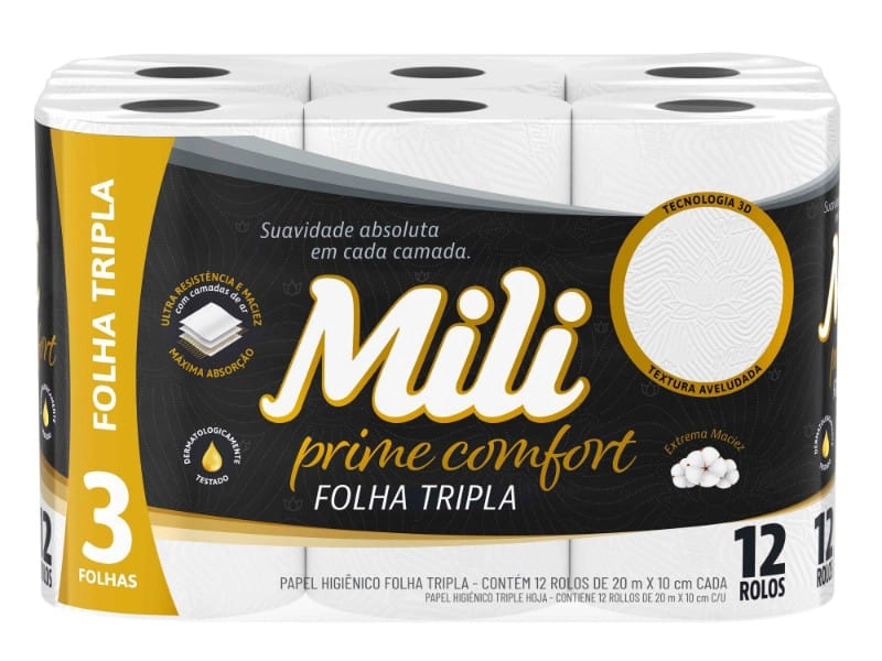 Papel Hig Mili Prime F.tripla Neutro C/12un