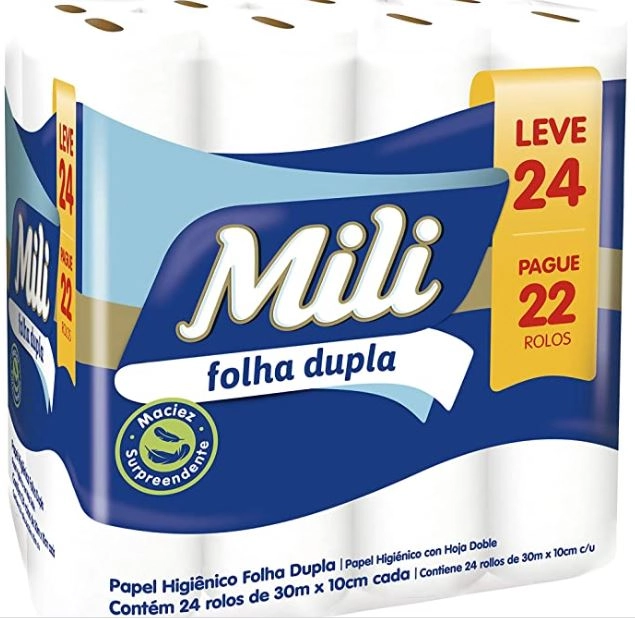 Papel Hig Mili Dual F.dupla Slim Lv24 Pg22 30m