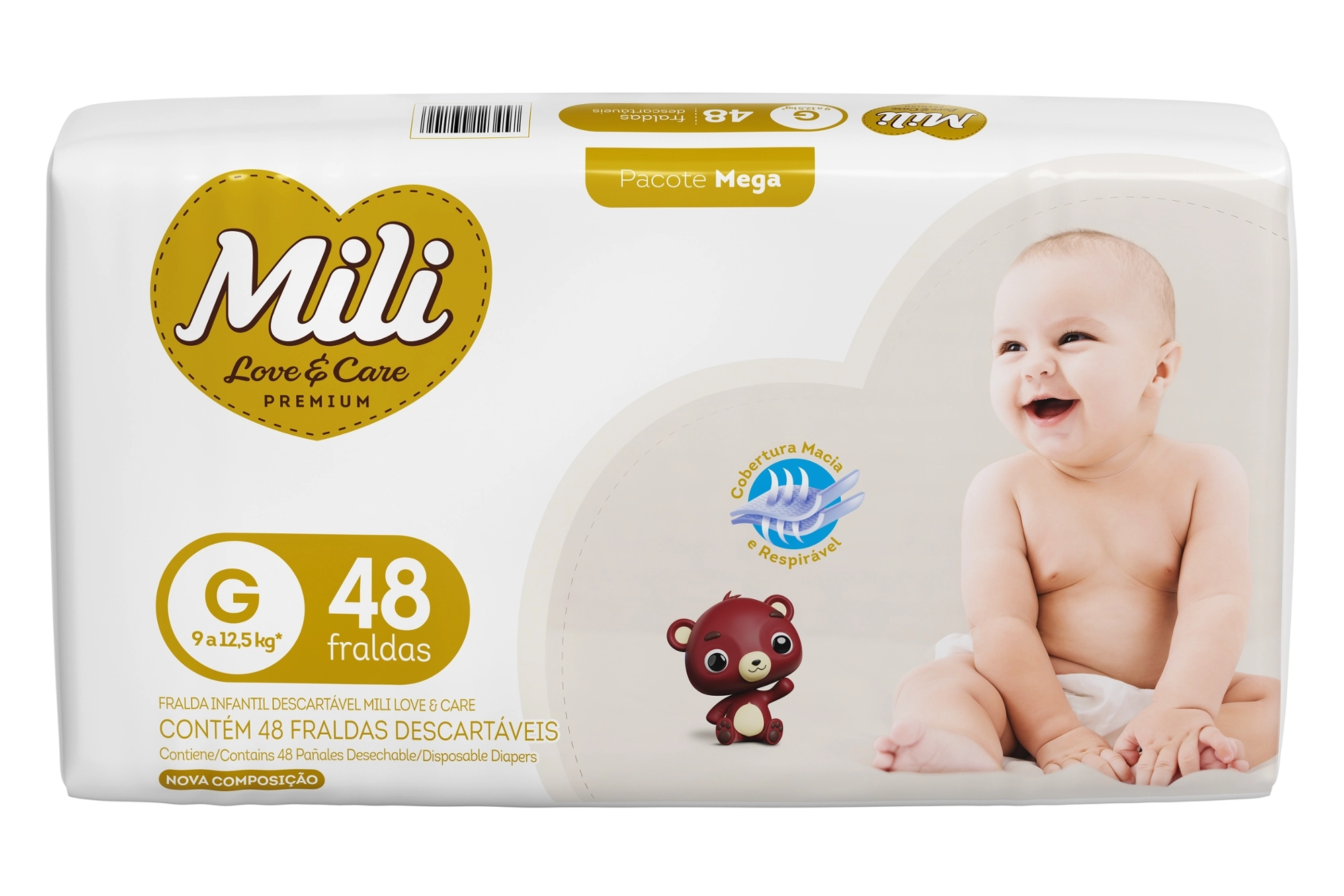 Fralda Descartável Infantil Mili Love Care G Pacote 48 Unidades