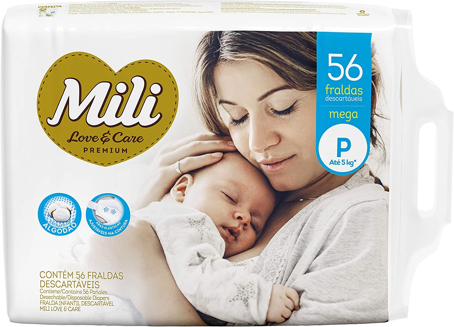 Fralda Descartável Infantil Mili Love Care P Pacote 56 Unidades