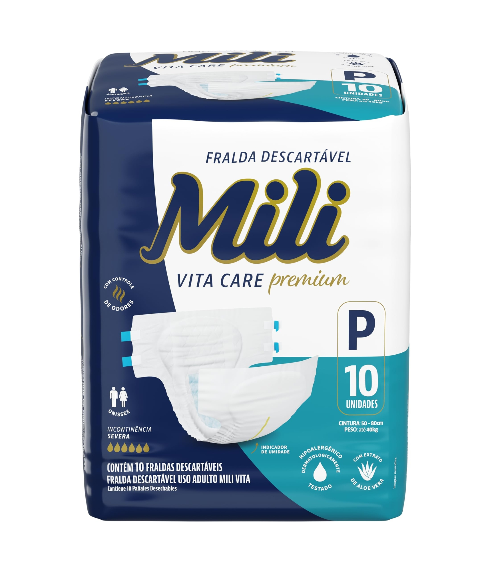 Fralda Descartável Adulto Mili Vita P Pacote 10 Unidades