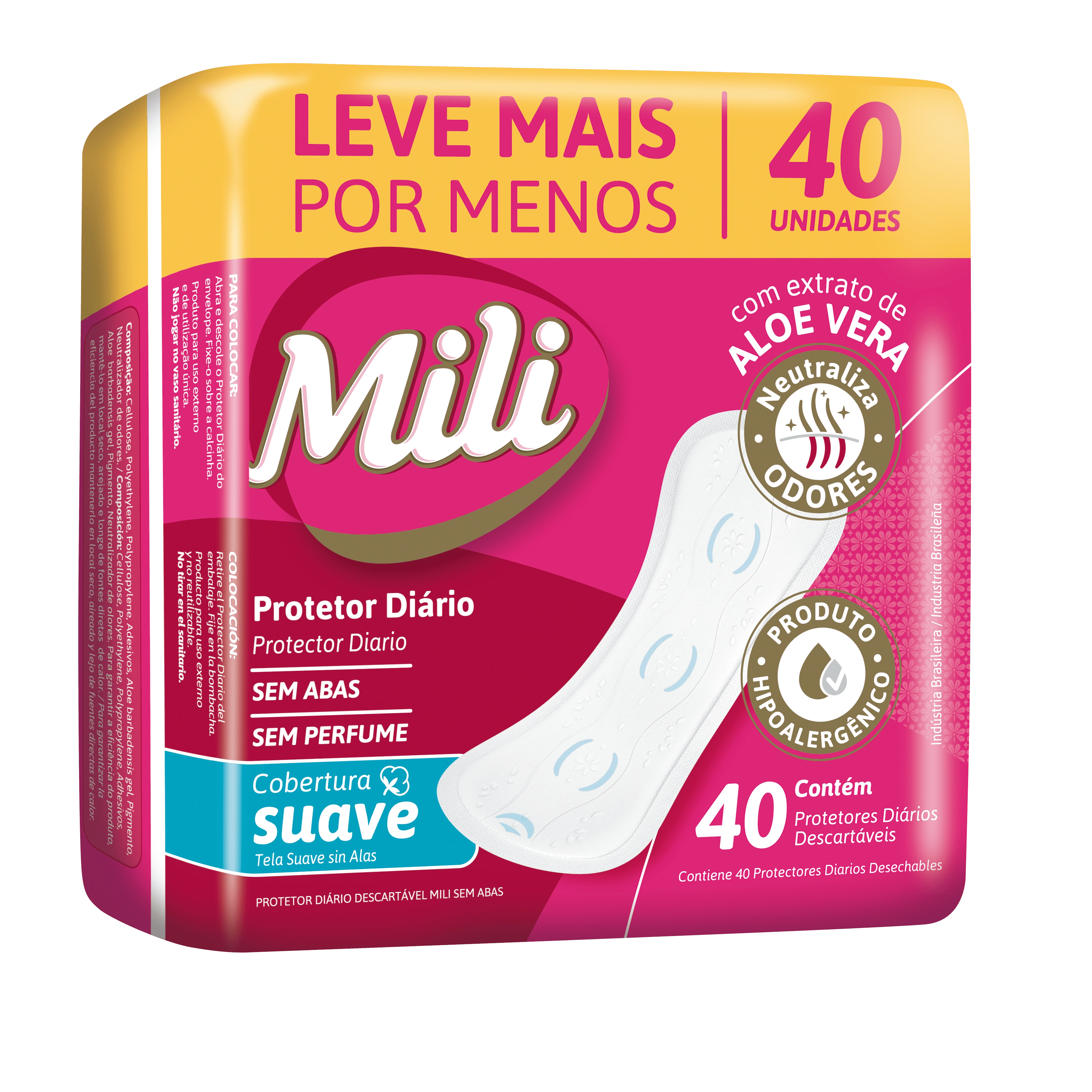 Protetor Diario Mili 40uni Sem Abas
