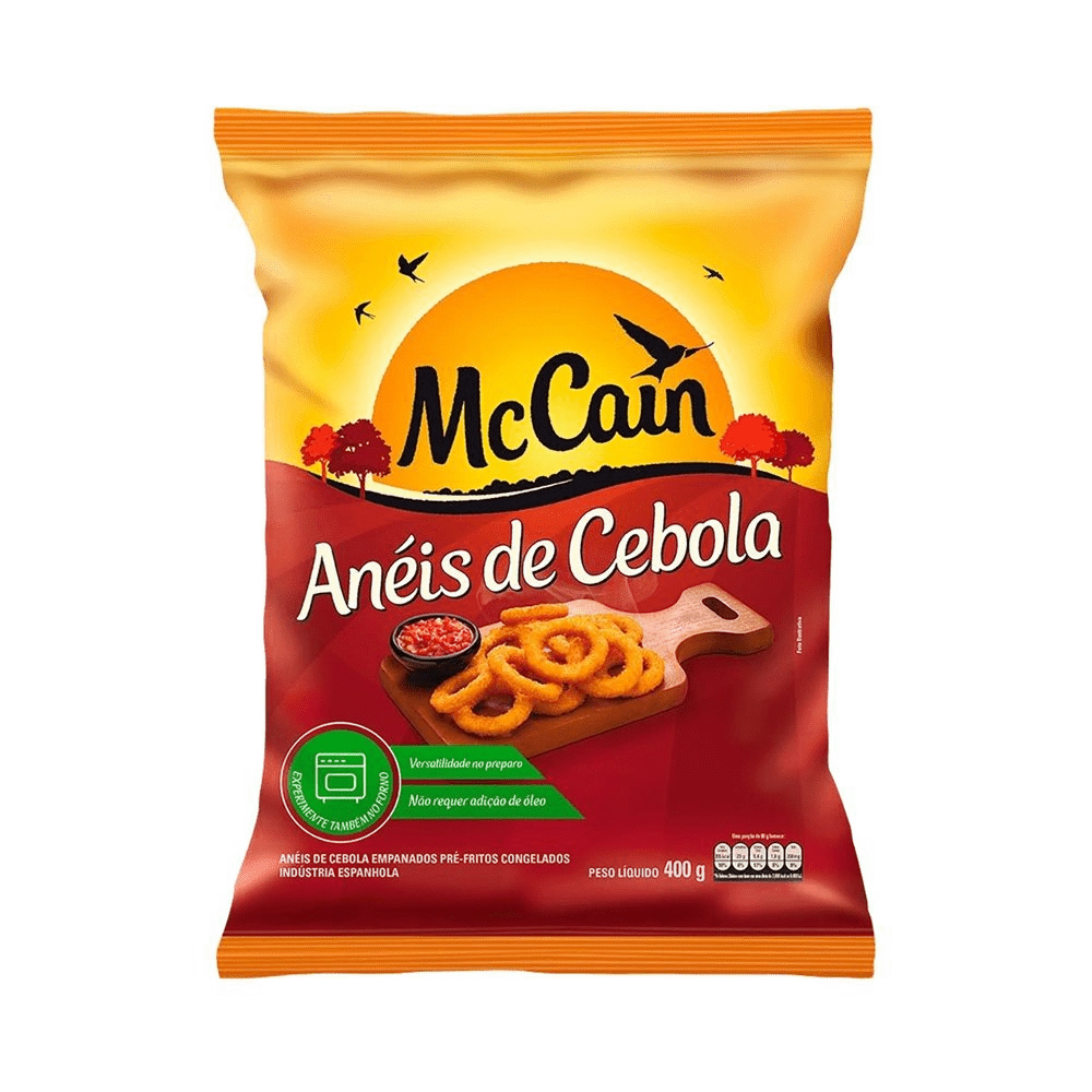 Anéis De Cebola Empanados Pré Fritos Congelados Mccain Pacote 400g