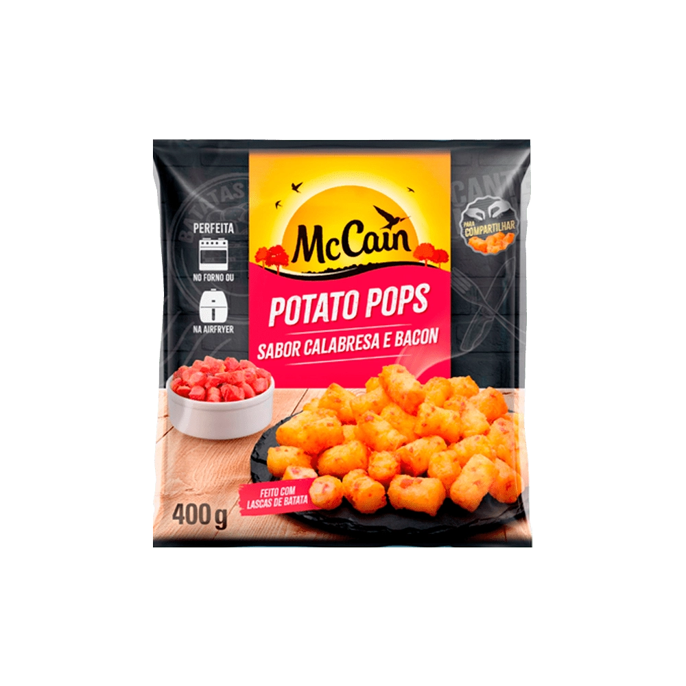 Batata Pré Frita Potato Pops Congelada Calabresa E Bacon Mccain Pacote 400g