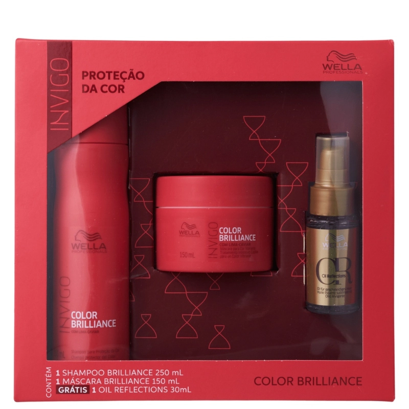 Kit Wella Profissional Brilliance Sh 250ml Masc 150ml Oil 30ml