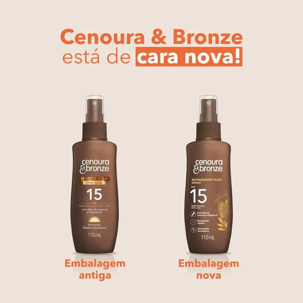 óleo Bronzeador Em Spray Fps 15 Cenoura Bronze 110ml