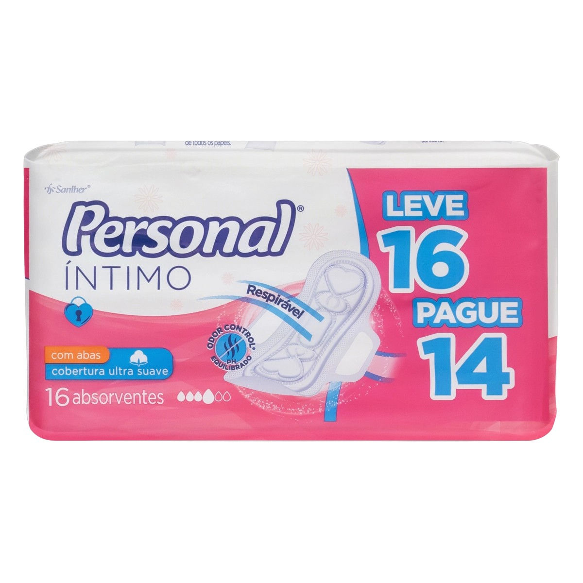 Absorvente Com Abas Ultra Suave Personal íntimo Pacote Leve 16 Pague 14 Unidades