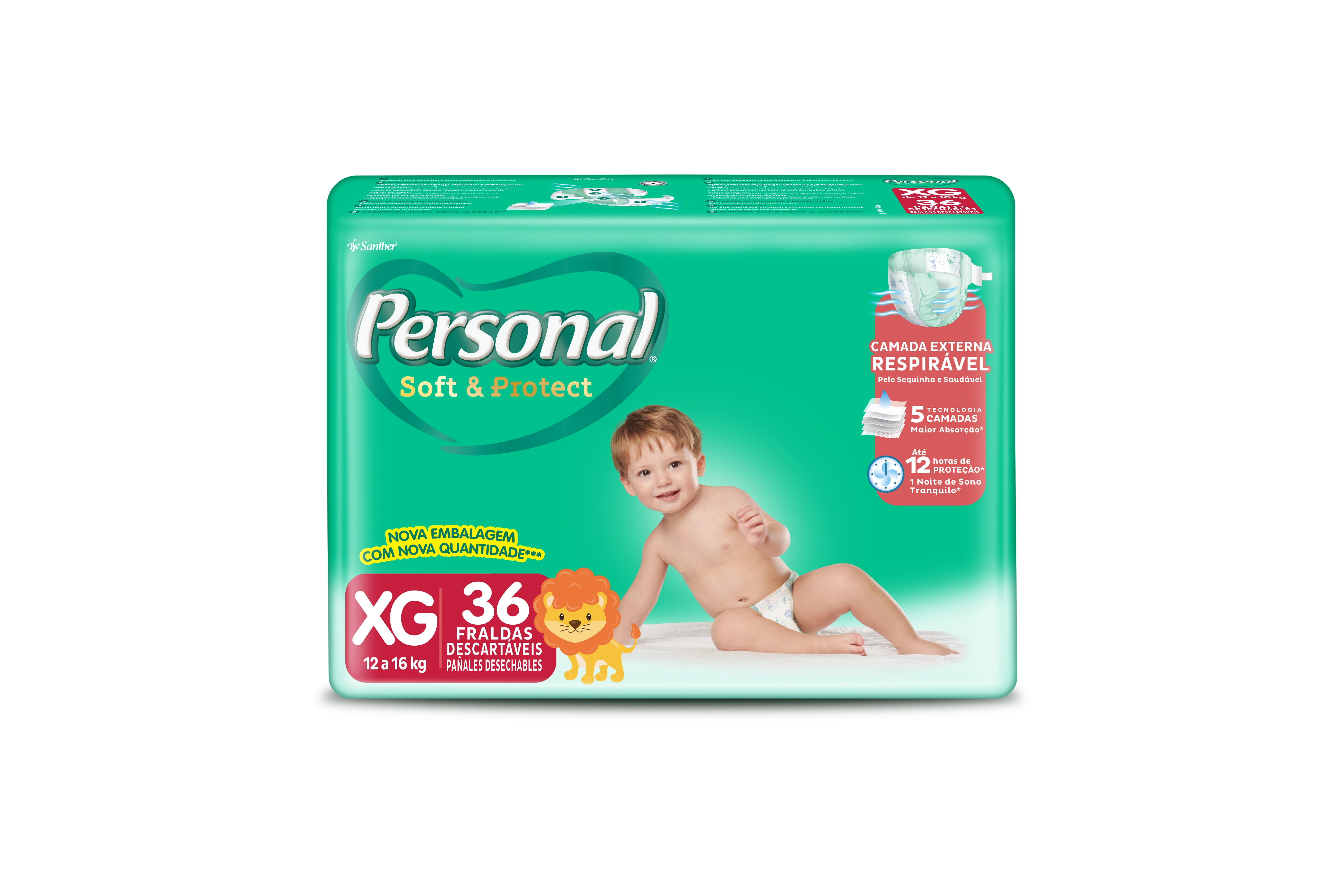 Fralda Descartável Personal Baby Protetc Sec Xg Pacote 36 Unidades