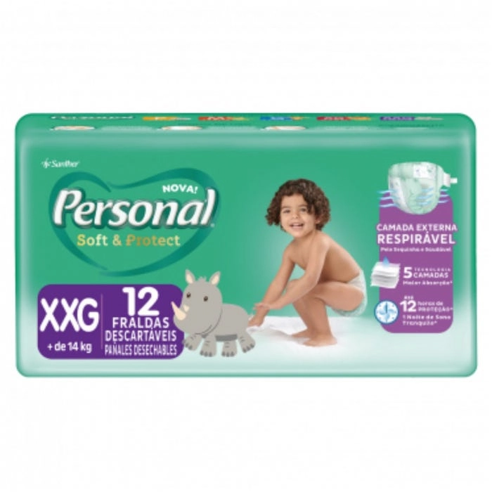Fralda Descartável Personal Baby Protect Sec Xxg Pacote 12 Unidades