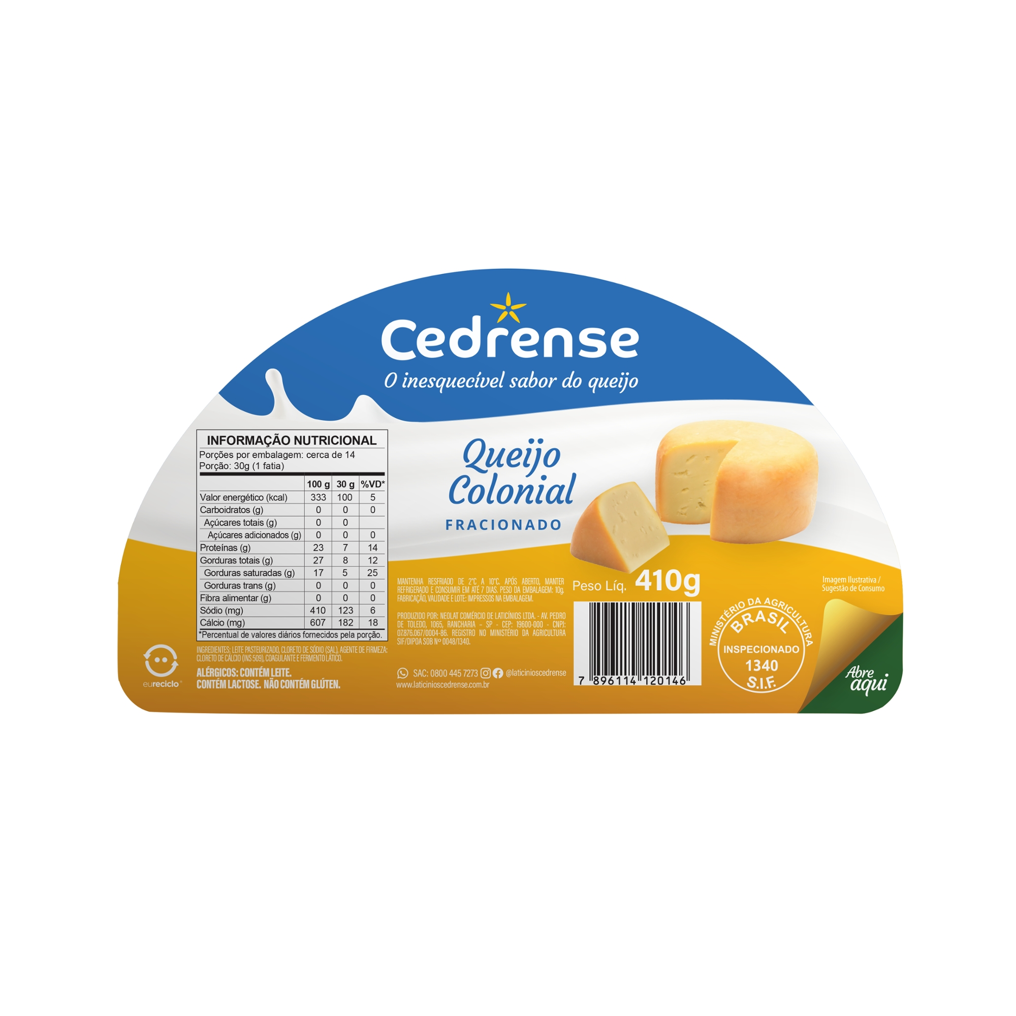 Pas Queijo Cedrense 410g Colonial Frac