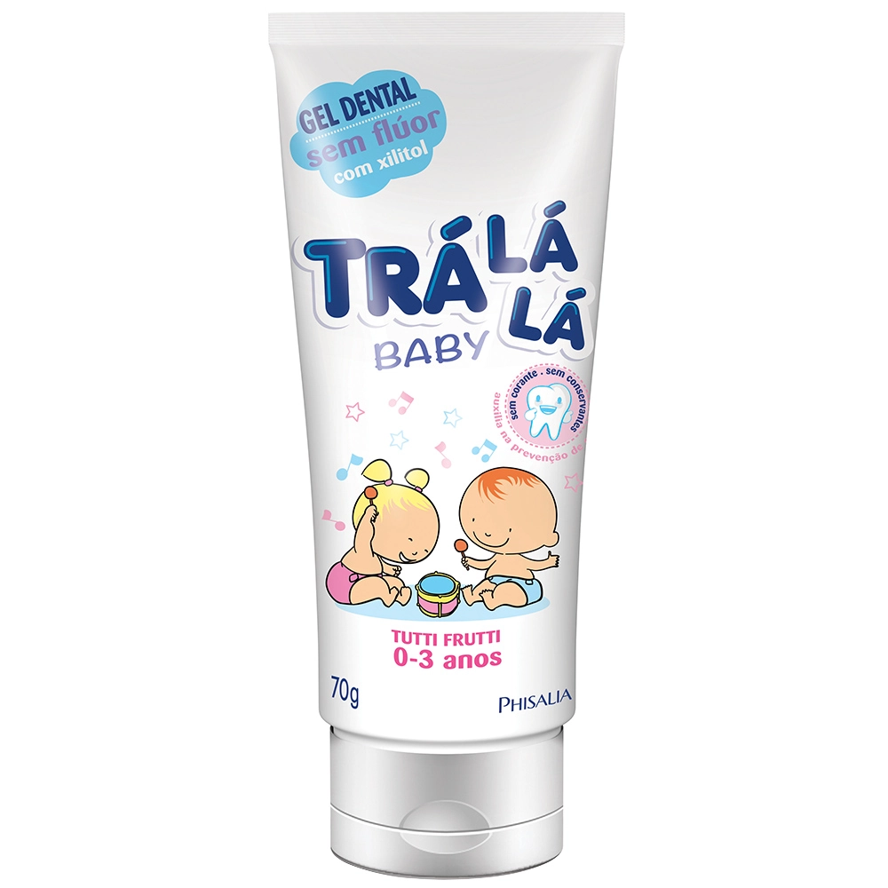 Gel Dental Sem Flúor Tutti Frutti Trá Lá Lá Baby Bisnaga 70g