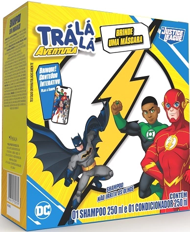 Kit Shampoo Condicionador Infantil Justice League Trá Lá Lá Aventura Sem Embaraço 250ml Cada Grátis