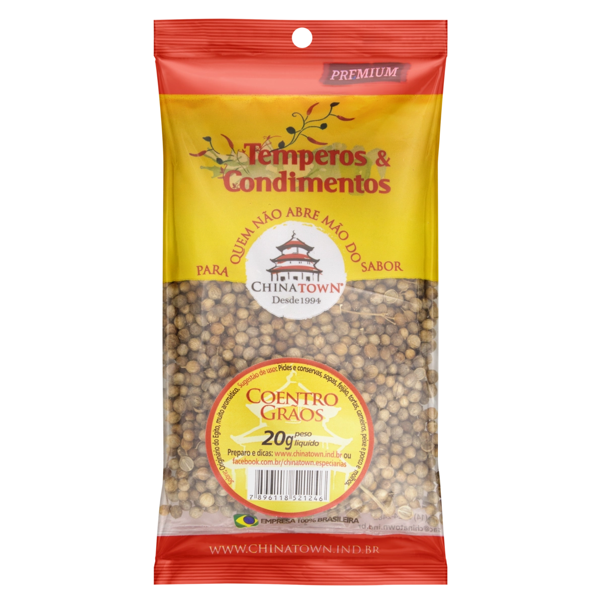 Coentro Em Grãos Chinatown Premium Pacote 20g