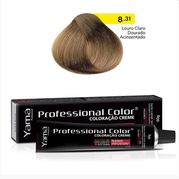 Tinta Profissional Color 60g 8.31 Louro Claro Dourado Acinzentado Yama