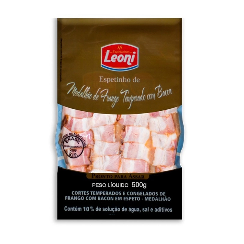 Espetinho Leoni 500g Cong.medalhao Bacon/frango