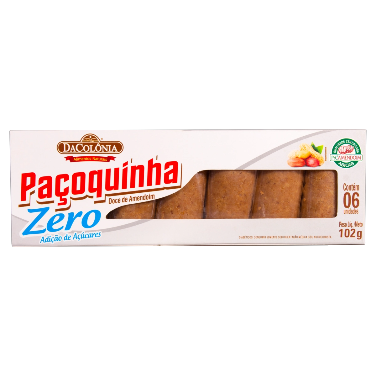 Pack Paçoquinha Dacolônia Pote 102g 6 Unidades