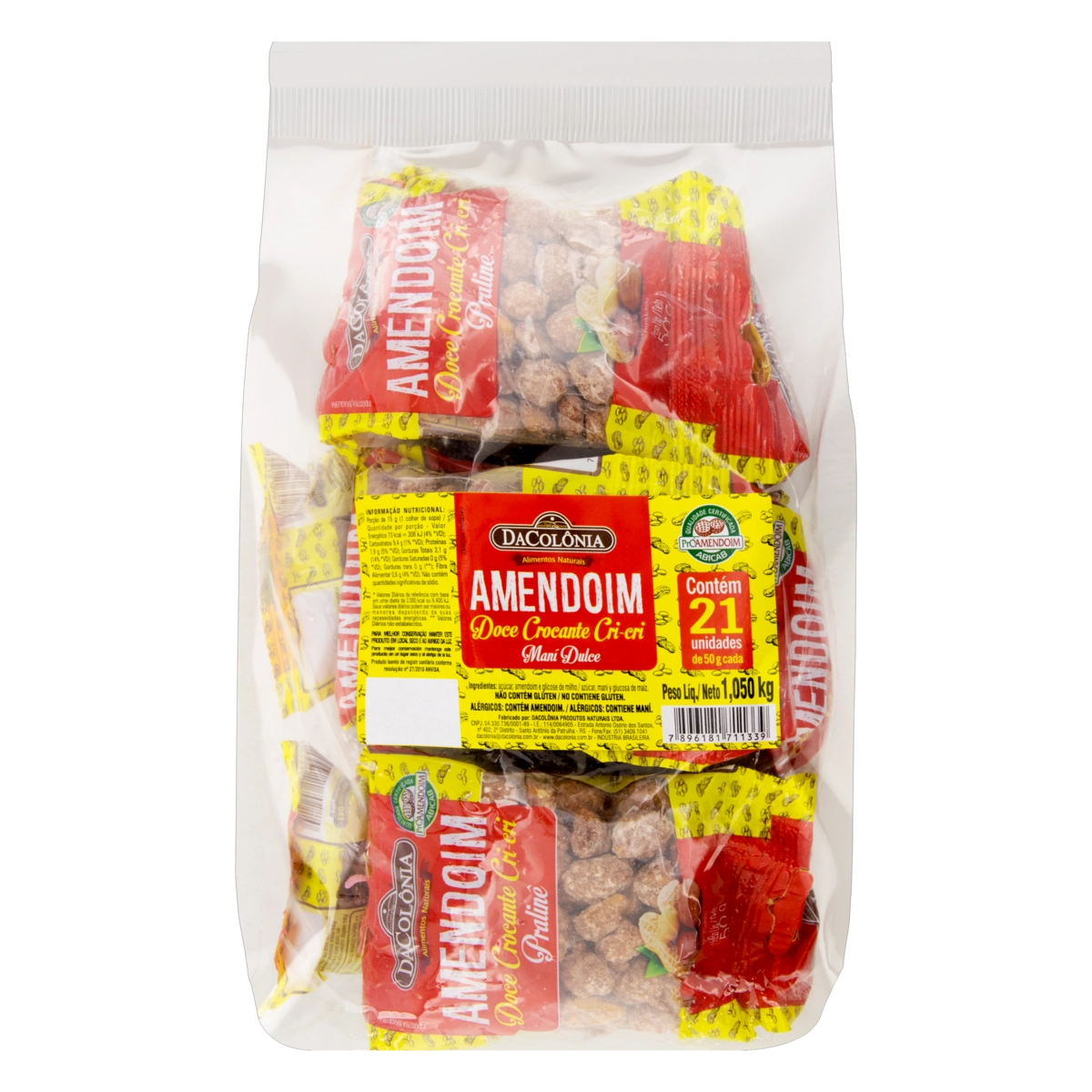 Pack Amendoim Cri Cri Dacolônia Pacote 1,05kg 21 Unidades