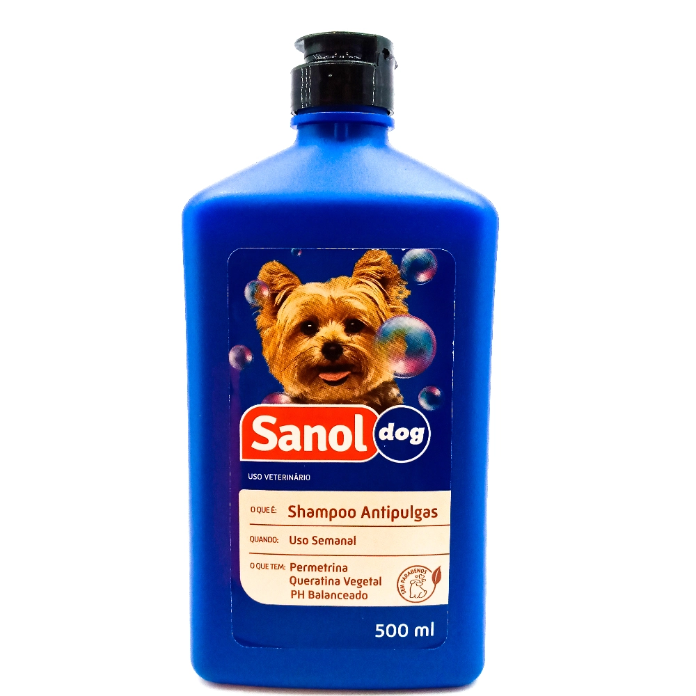 Shampoo Para Cães Antipulgas Sanol Dog Frasco 500ml