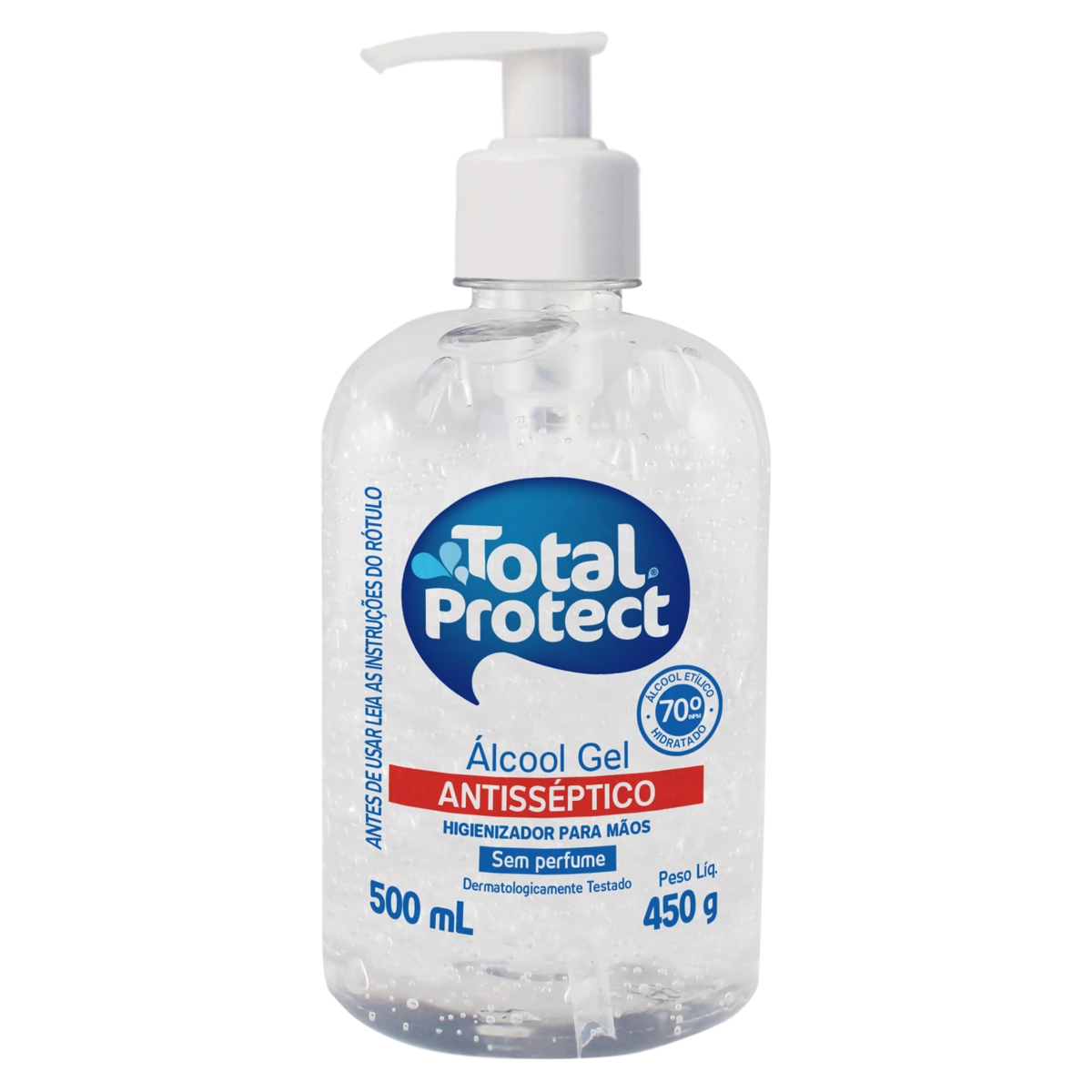 álcool Gel 70 Inpm Total Protect Frasco 500ml
