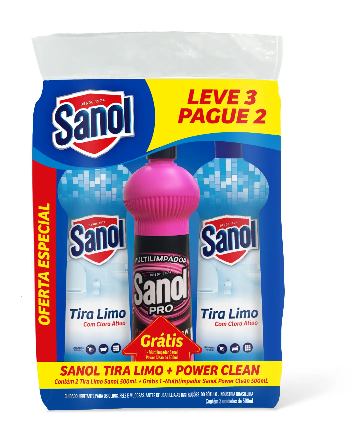 Kit 2 Tira Limo Sanol 500ml Squeeze Multilimpador Power Clean 500ml