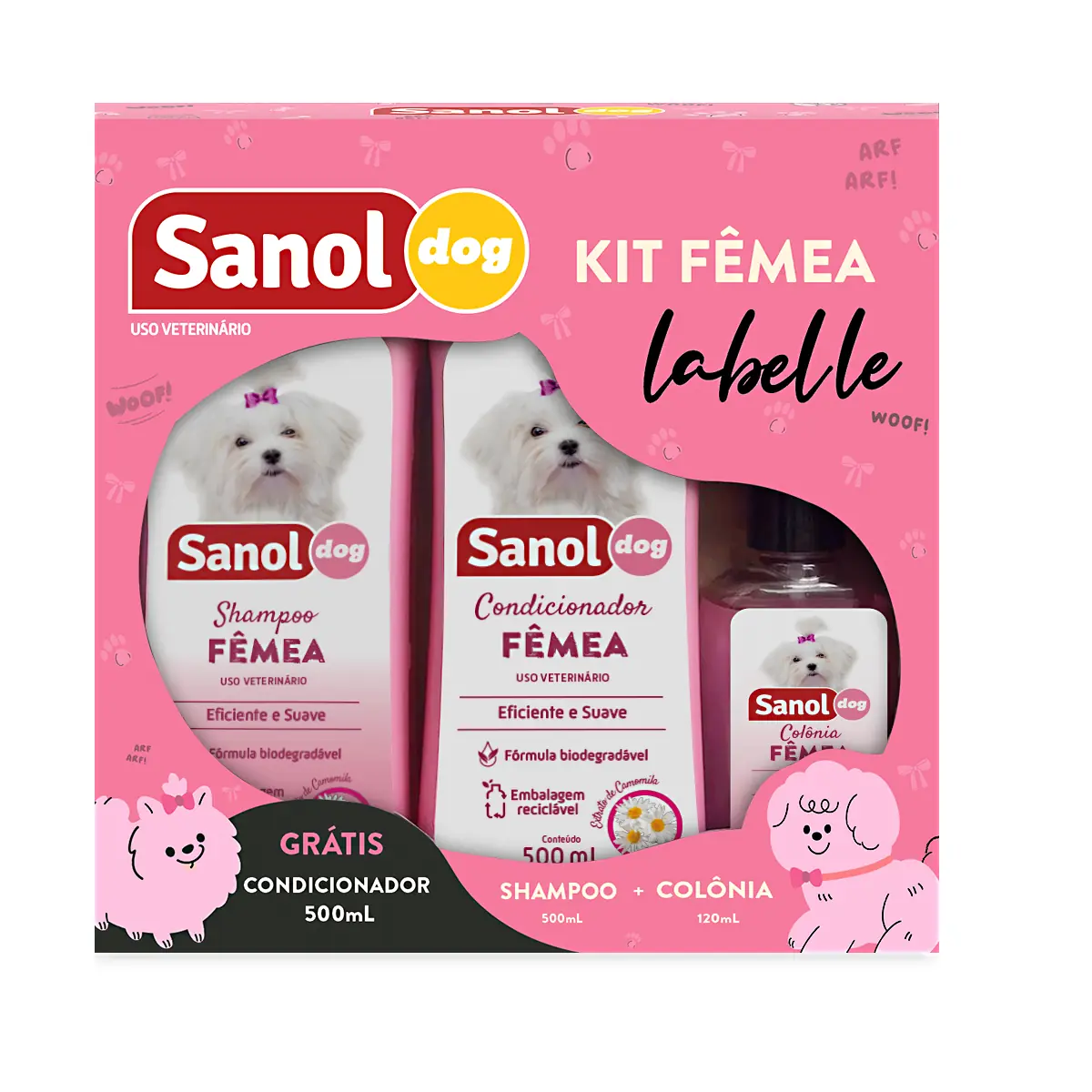 Kit Sanol Dog Femea Sh Con 500ml Col 120ml
