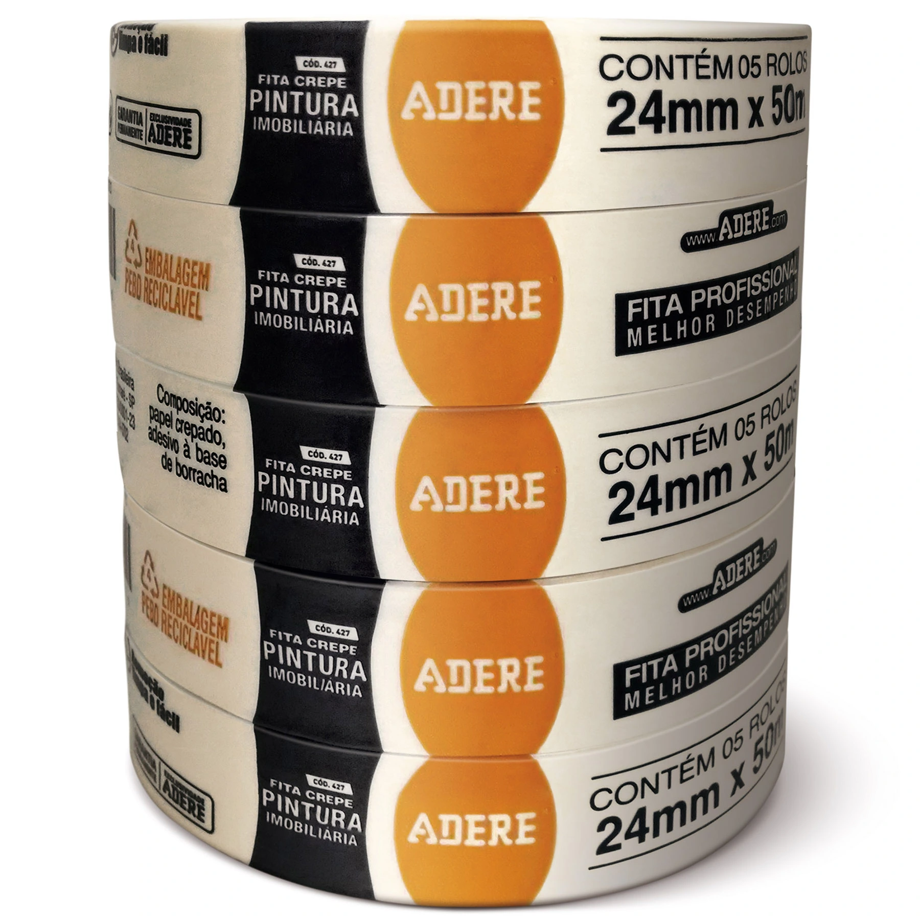Fita Crepe 24mm x 50m com 5 Unidades Adere