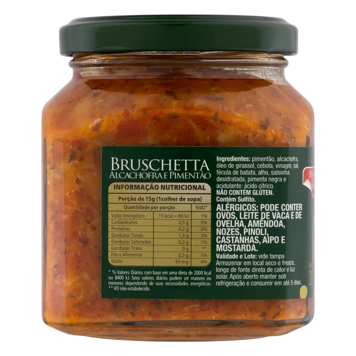 Antepasto Bruschetta Alcachofra E Pimentão La Pastina Vidro 280g