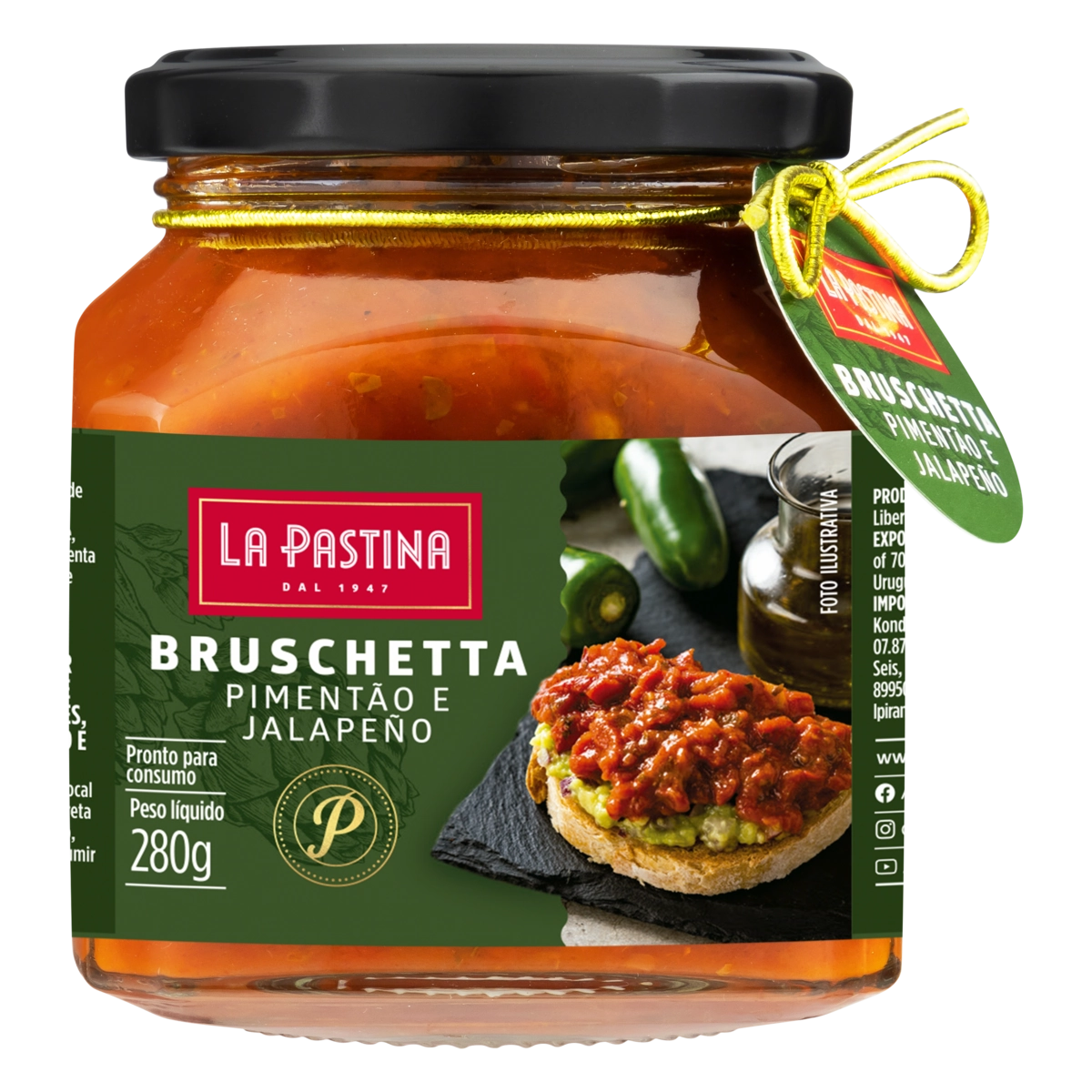 Antepasto Bruschetta Pimentão E Jalapeño La Pastina Vidro 280g