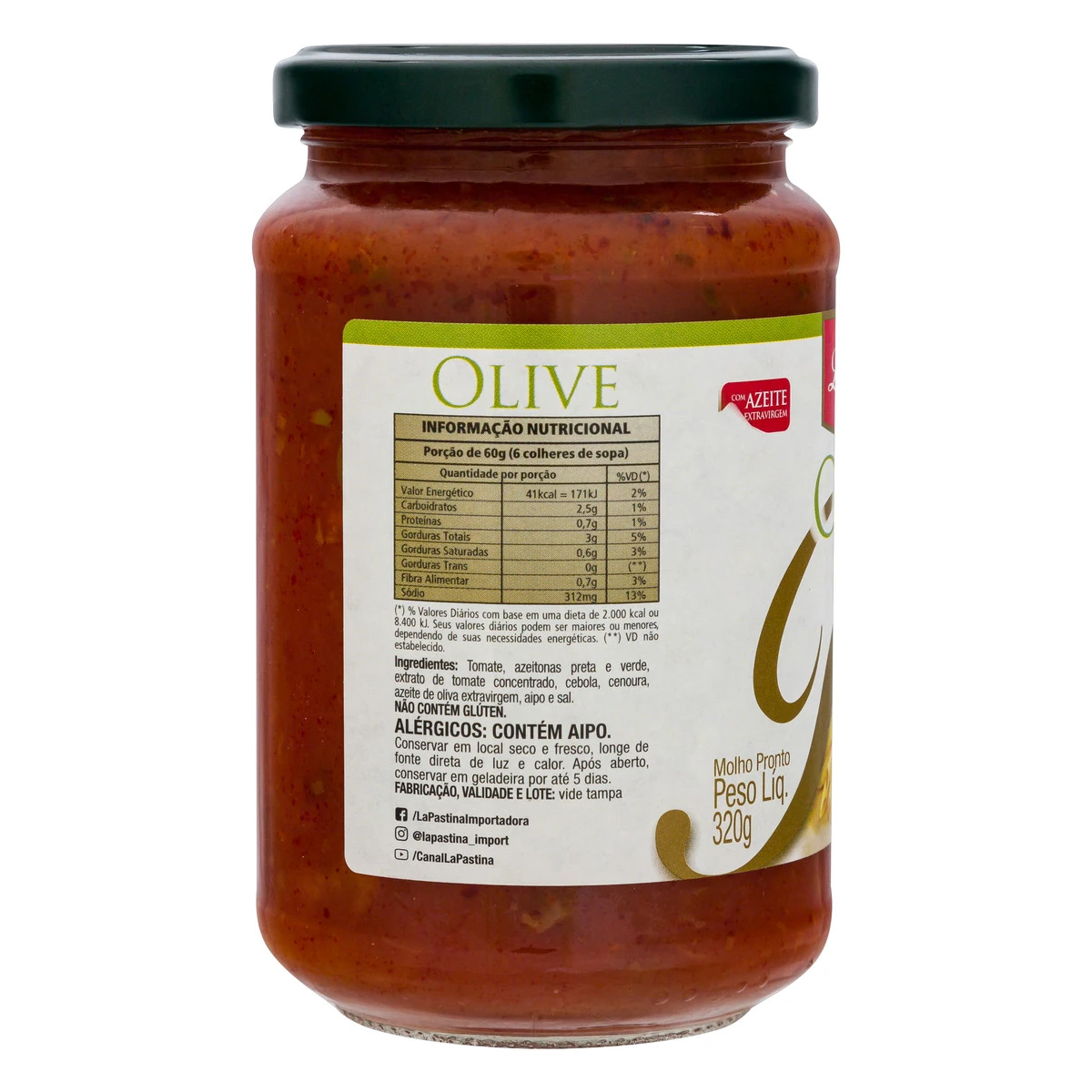 Molho De Tomate Olive La Pastina Vidro 320g