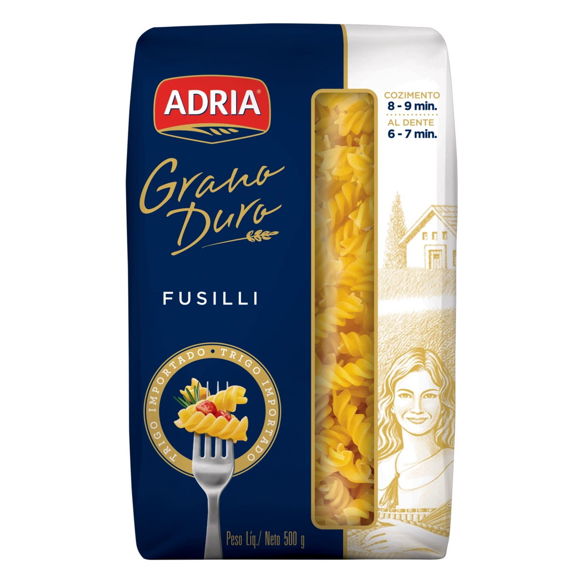 Macarrão De Sêmola Grano Duro Fusilli Adria Pacote 500g