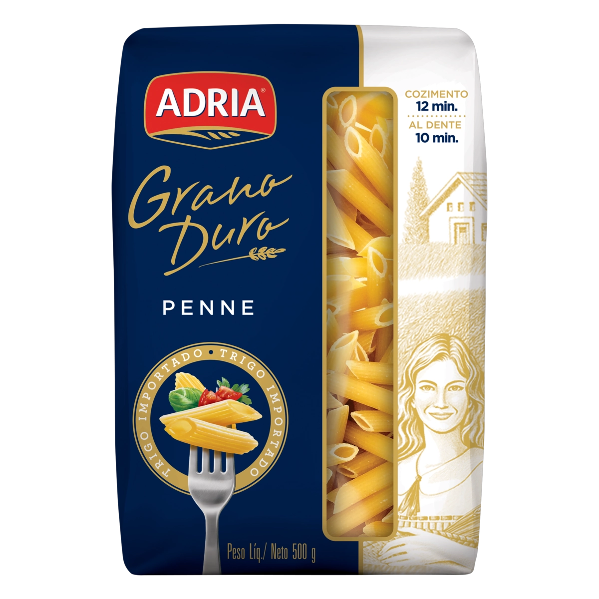 Macarrão De Sêmola Grano Duro Penne Adria Pacote 500g