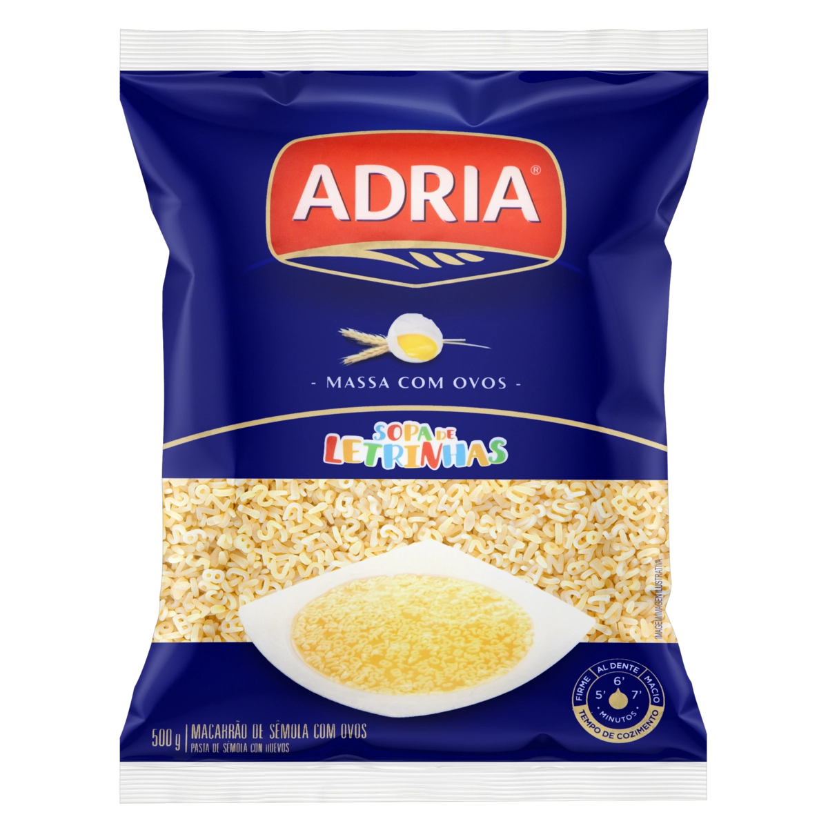 Macarrão De Sêmola Com Ovos Sopa De Letrinhas Adria Pacote 500g